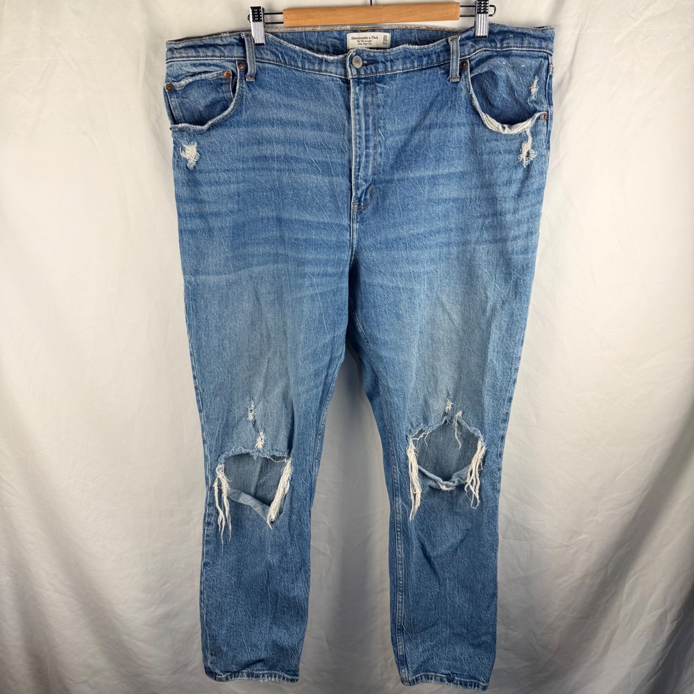 Abercrombie & Fitch 90s‎ Straight Ultra High Rise Size 20 Distressed Medium Wash
